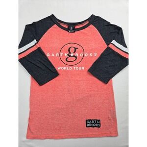 Garth Brooks World Tour Womens Raglan Top Graphic Tee Coral Black Size Med